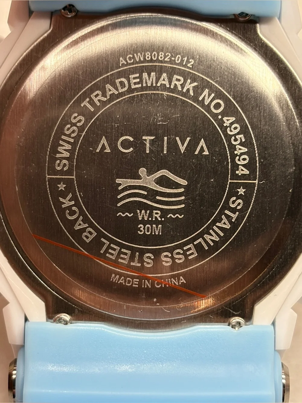 Activa X Invicta 50mm White & Light Blue Digital Sport Watch with Orange Accents